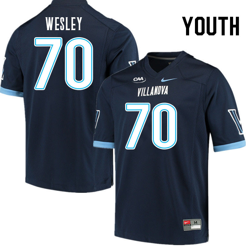 Youth #70 Dhamir Wesley Villanova Wildcats College Football Jerseys Stitched Sale-Navy